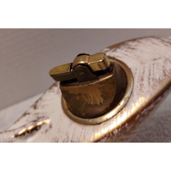 Vintage Table Lighter 22K Gold Tweed Glaze USA Rare Stamped Royal Haeger - Picture 6 of 10